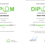 Dva diplomy pro úspěšné řešitele Jakuba Kokojana a Dannyho Ryšku