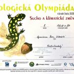 Diplom za 8. místo v Ekologické olympiádě 2021